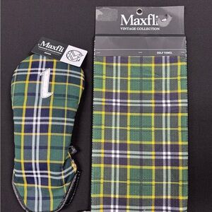 Maxfli Vintage Collection Green Plaid Golf Towel and Headcover Set
